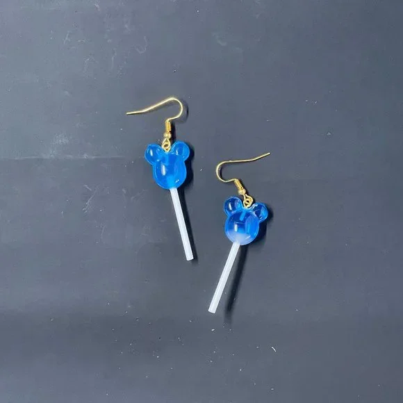 Mickey Mouse Candy Cloud Two Tone Lollipop Earrings | Disney Candy Jewelry | Mic - Picture 6 of 6